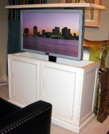 white cabinet tv up