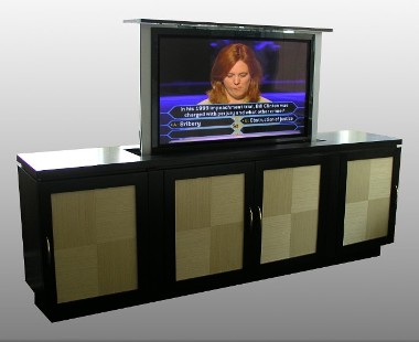 long cabinet show tv up